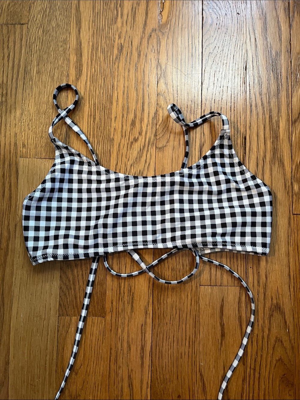 Black and White Gingham Bikini Top